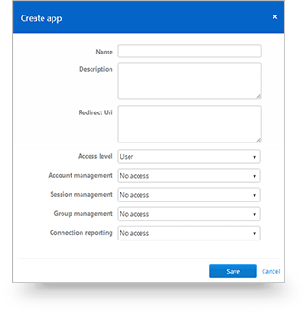 Create new app and define all properties.